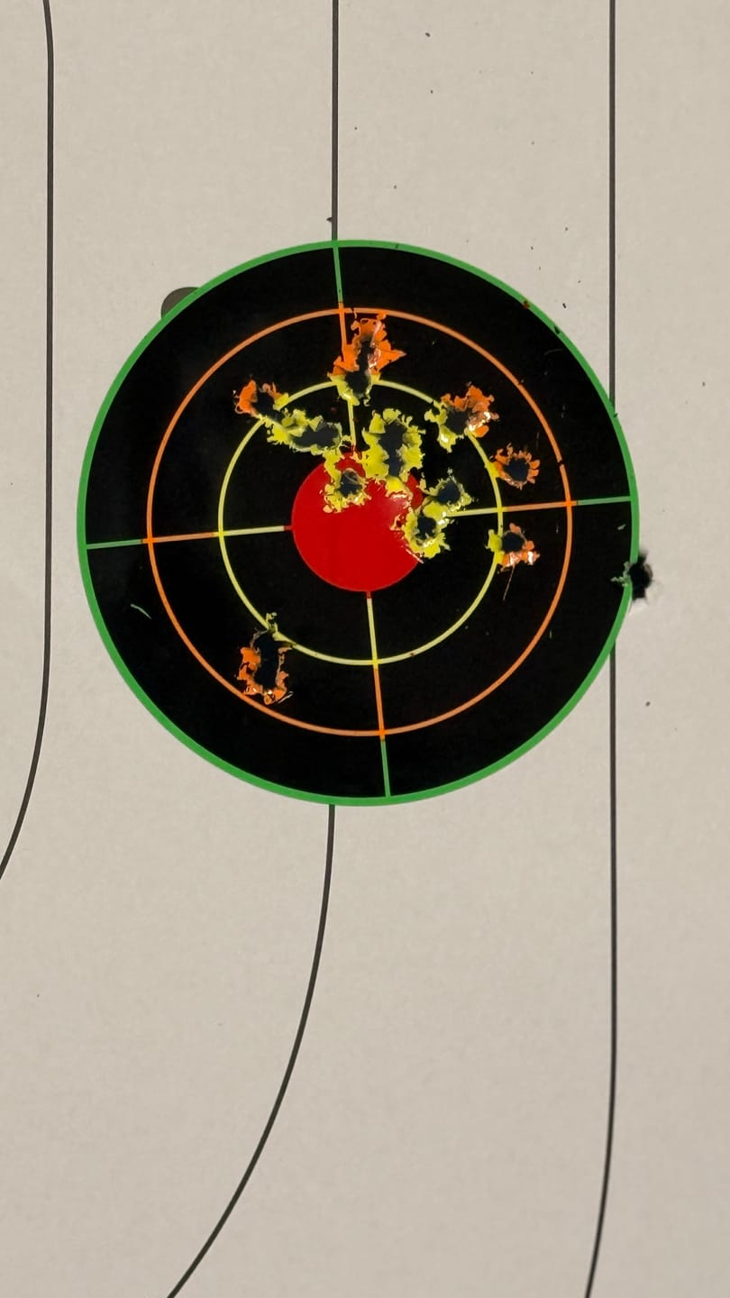 Customer photo review of 4 Inch Splatter Adhesive Bullseye Shooting Target Stickers - 200 Pack