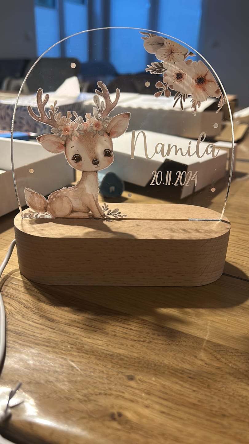 Customer photo review of Nachtlicht Kinder personalisiert - Baby Reh
