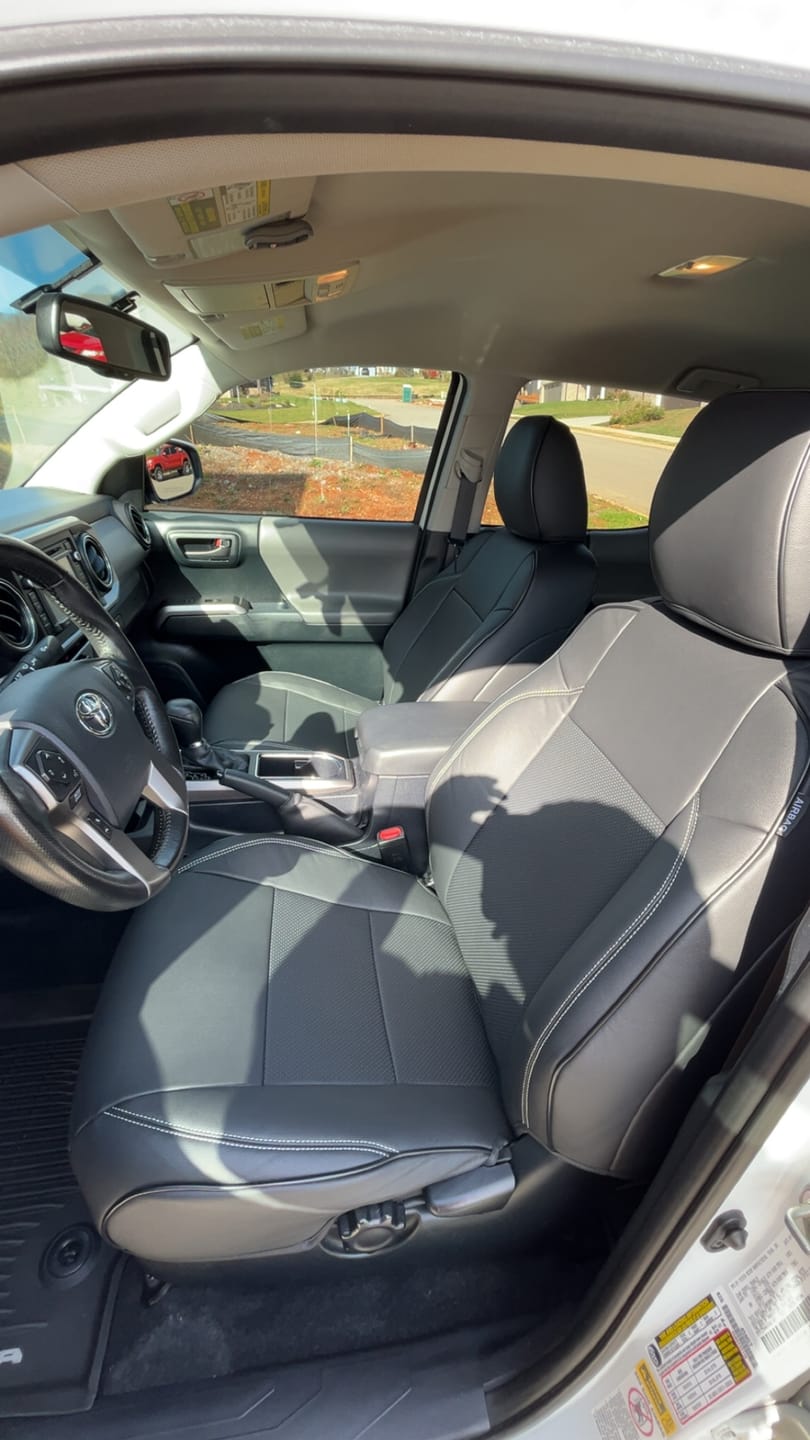 Customer photo review of 2016-23 Toyota Tacoma Custom Leather Seat Covers