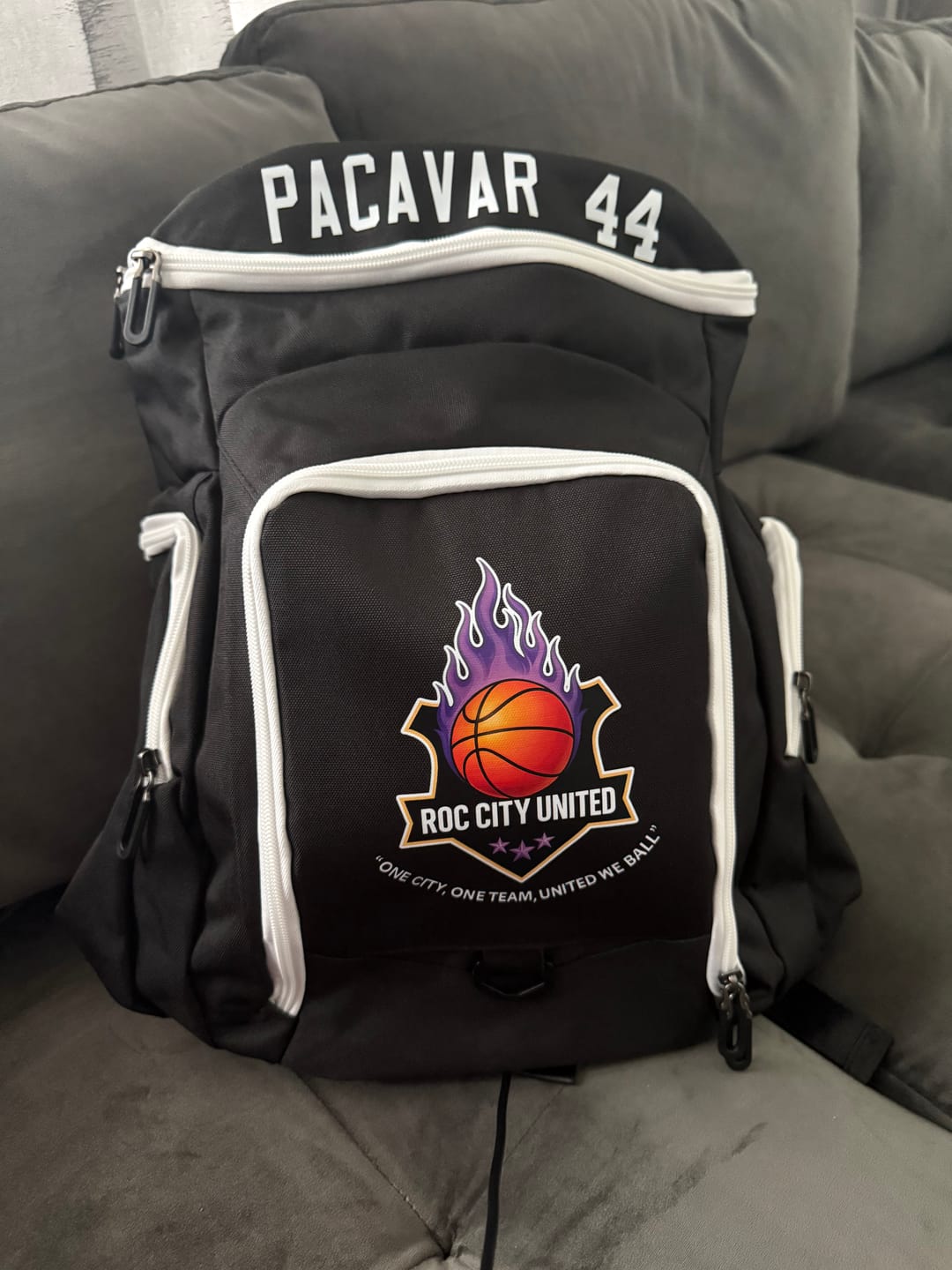 Customer photo review of Custom Sports Bag for Basketball, Soccer & More Basketball Backpack