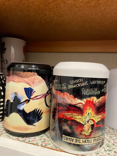 Customer photo review of Mug - Defiant Trump Mugshot Cartooned by A.F. Branco - Collectible White 15oz