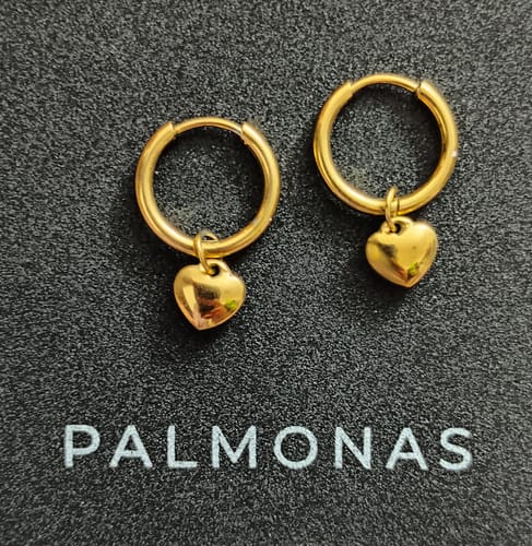 Customer photo review of Small Heart Hoop Earrings