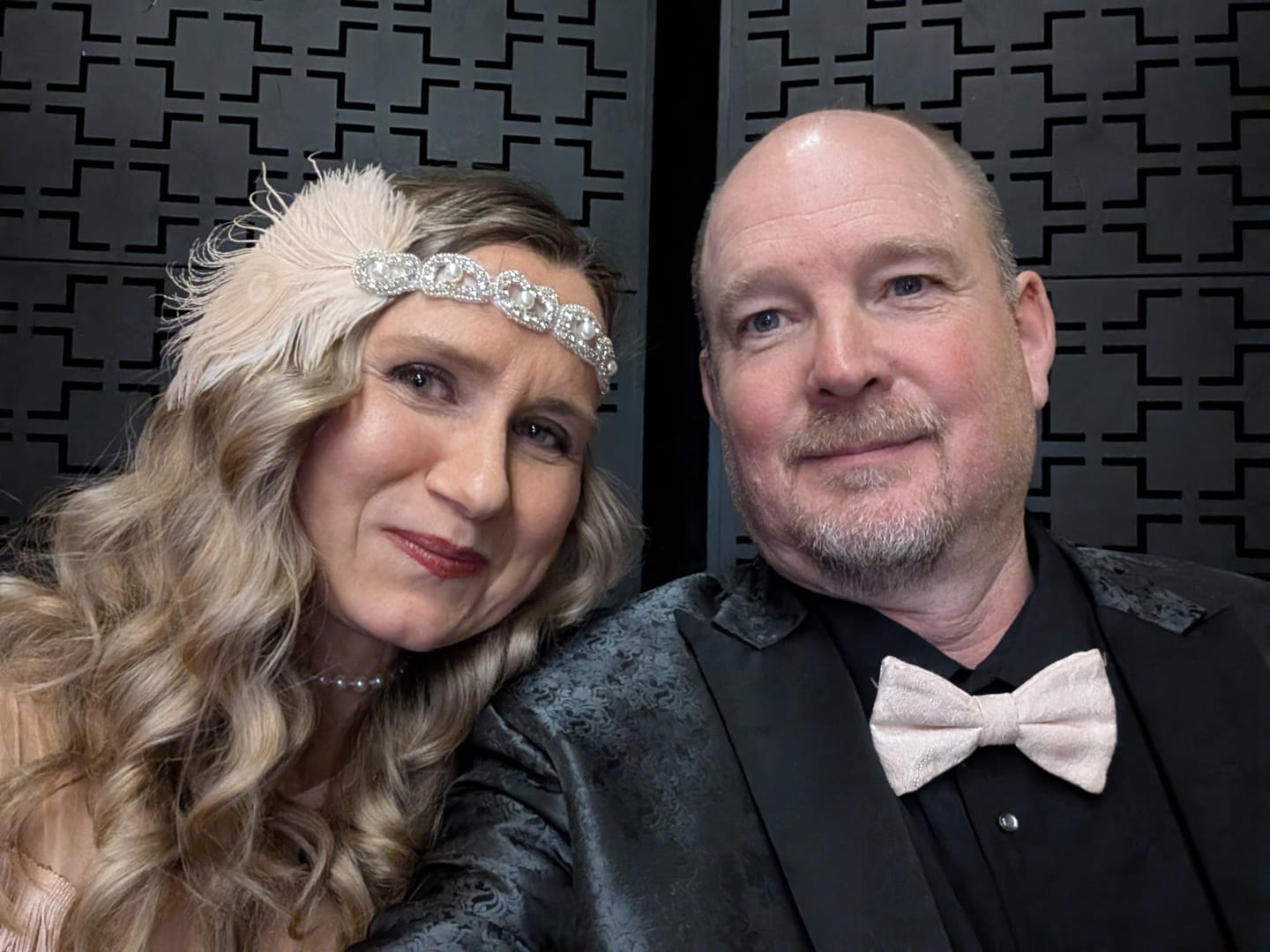 Customer photo review of Blush Deco & Pearl Feather Headband
