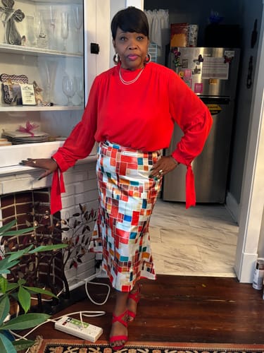 Phyllis S. review of Mermaid Wrap Rainbow Plaid Skirts Bottoms image 1 out of 2