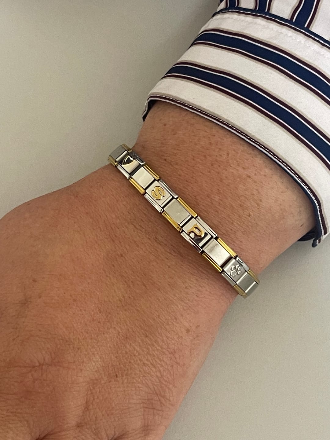 Customer photo review of Pulsera Italiana Combinada