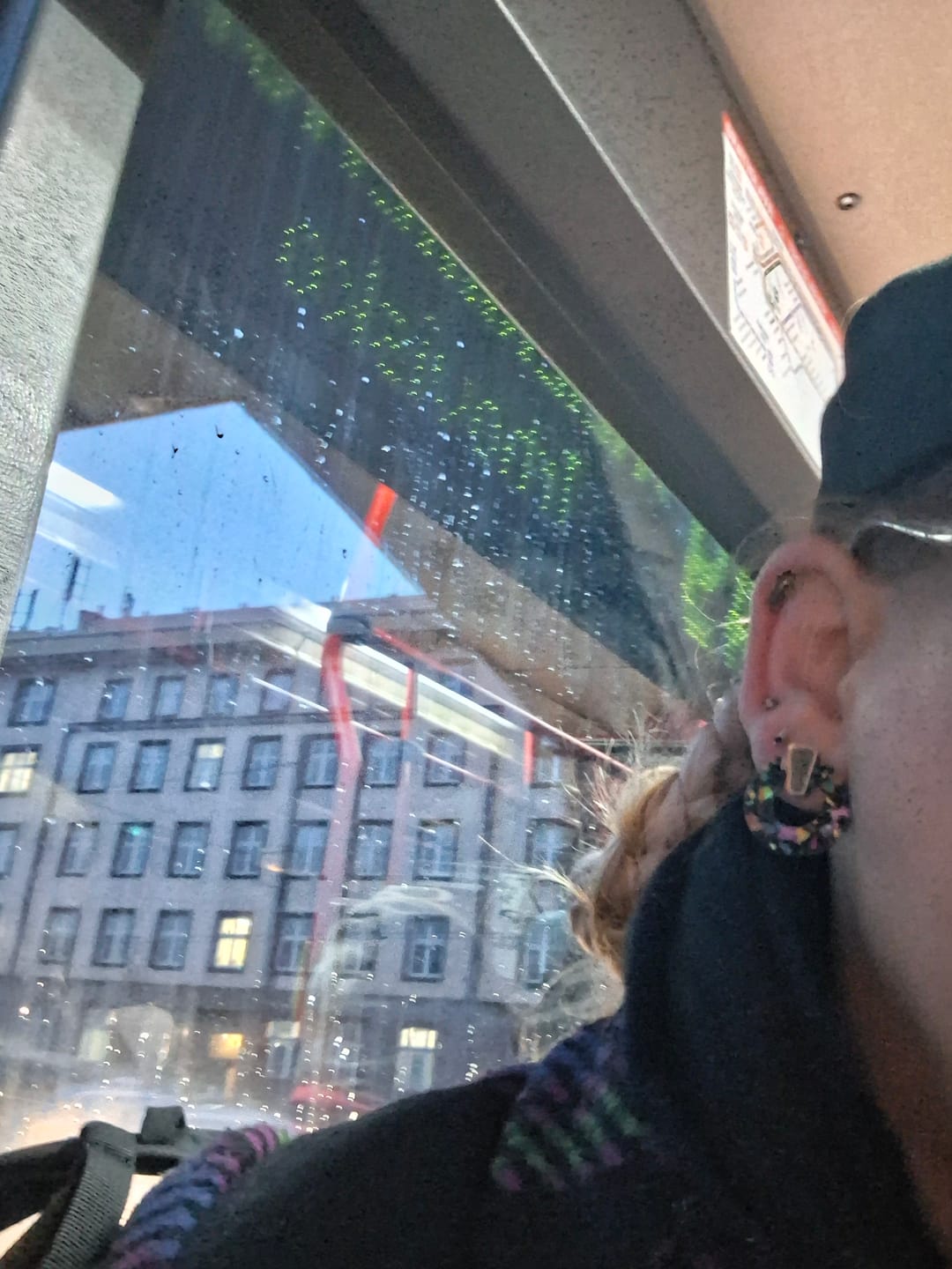Customer photo review of Circle Studs - Rainbow Flakes