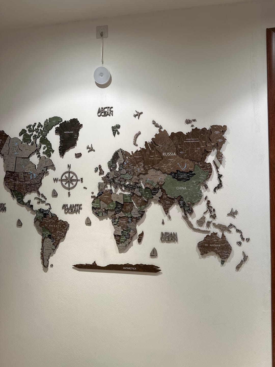 Customer photo review of 3D Wooden World Map Wall Decor -Rustic Style
