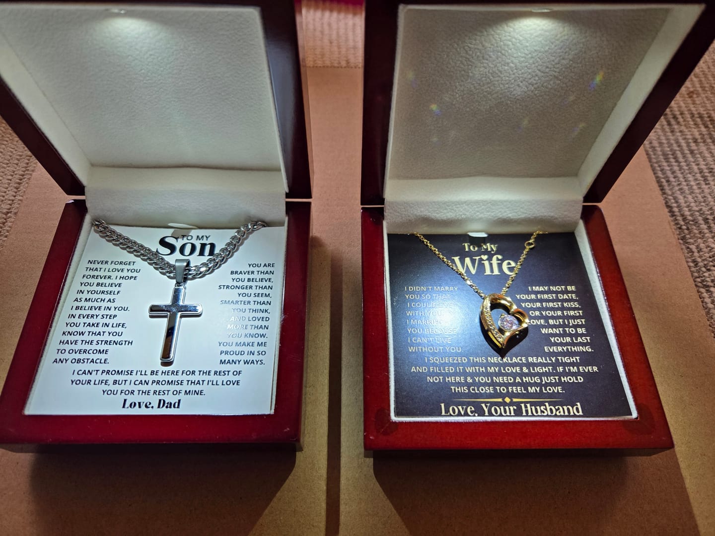 Customer photo review of To My Son - Love Dad - Artisan Cross on Cuban Link Chain - Gift Set