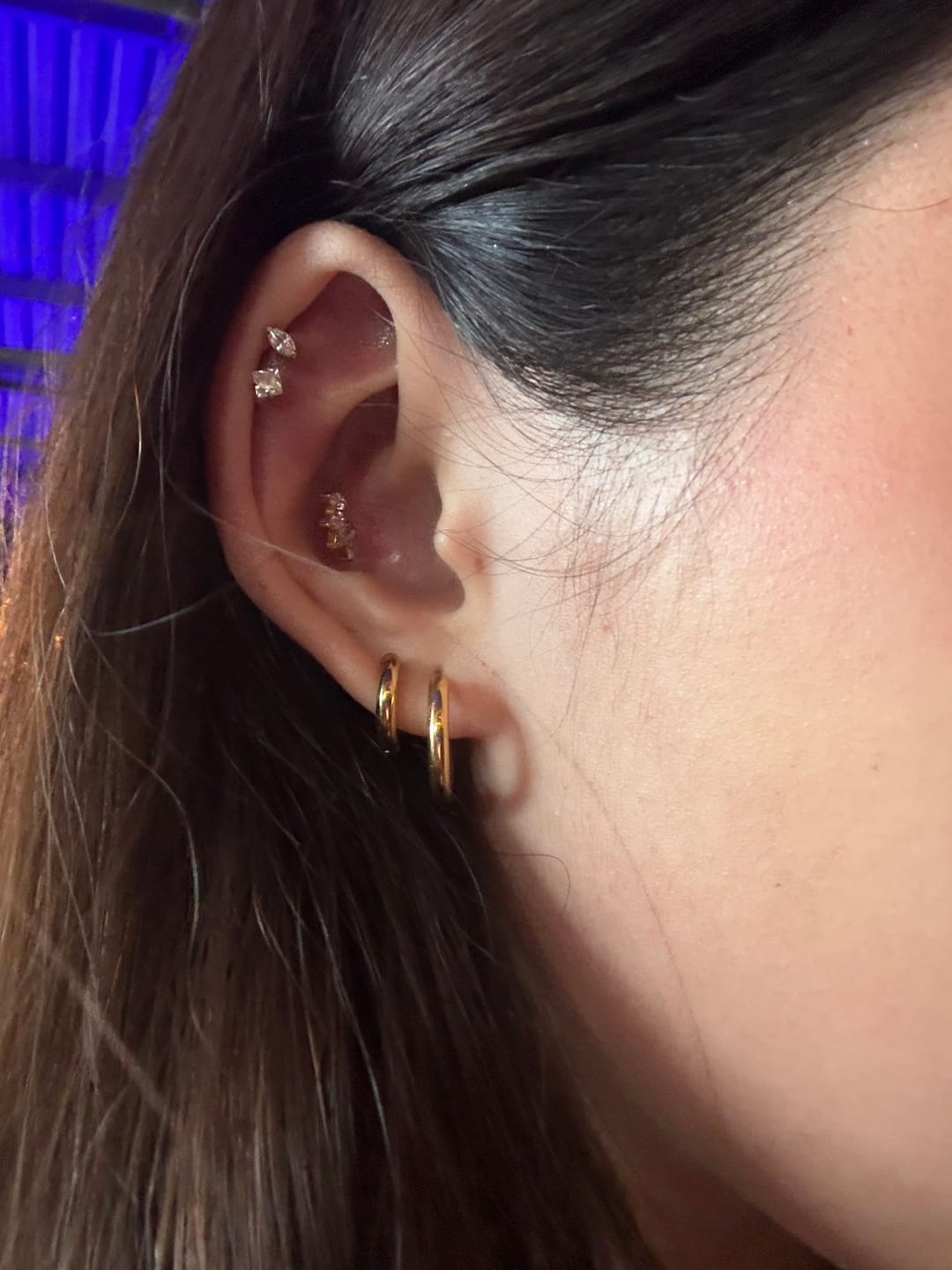 Customer photo review of Brinco Trio de Argolas Banhado em Ouro 18K