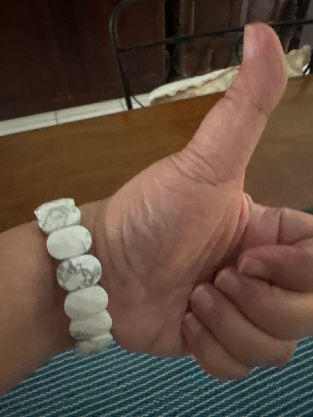 Customer photo review of Whimsical Howlite Stretch Apple Watch Strap
