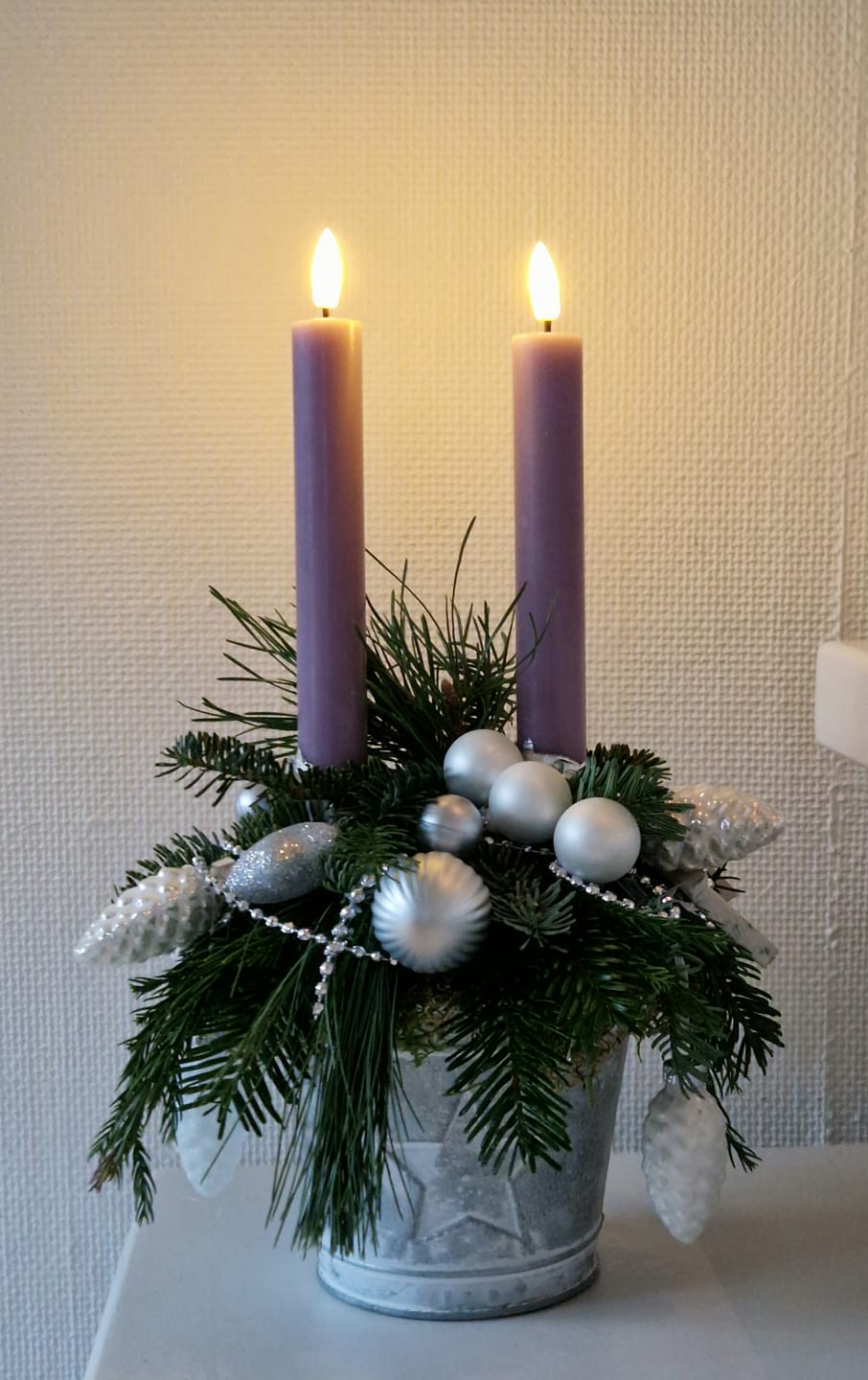 Customer photo review of LED Kronelys 2 stk, Ø 2 x 15 cm Lyslilla