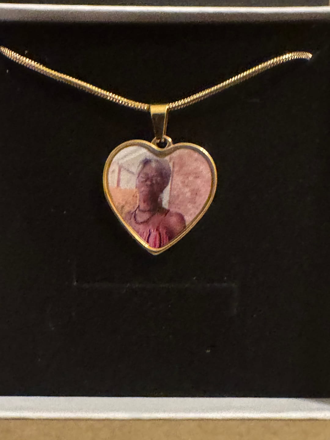 Customer photo review of Photo Engraved Necklace Memorial Gift (Manual Upload)