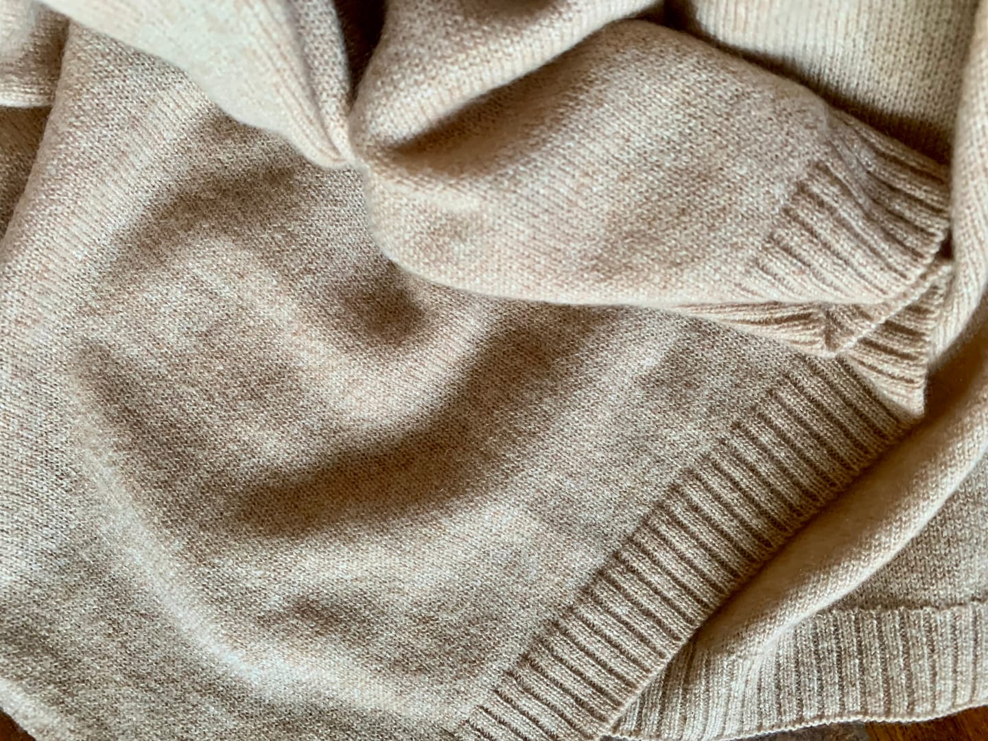 Customer photo review of Brand New Caramel Recycled Cashmere Wrap