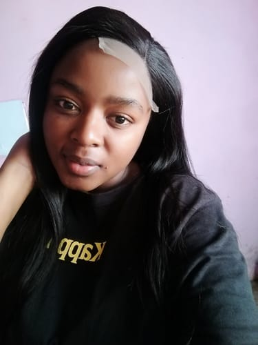 Customer photo review of Brazilian 4x4 Lace Wig Straight 16" and Zoe Water Wave Fringe