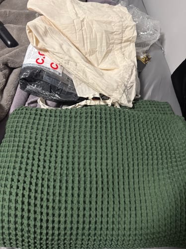 Customer photo review of Sage - Waffle Blanket