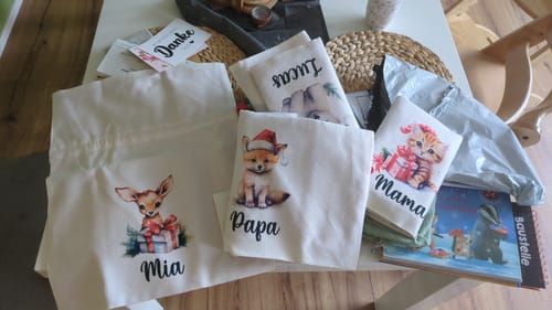 Customer photo review of Weihnachtssack Personalisiert - Weihnachtstiere