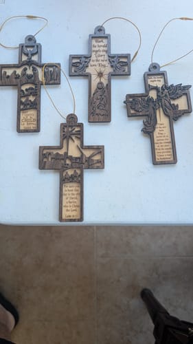 Customer photo review of Nativity tree cross ornaments bundle laser cut svg file