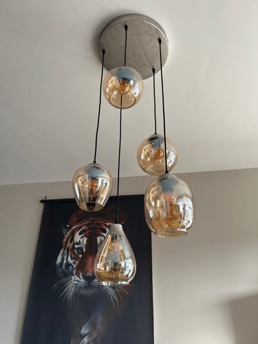Customer photo review of Hanglamp Navi - 5-lichts - Amberkleurig - Glas