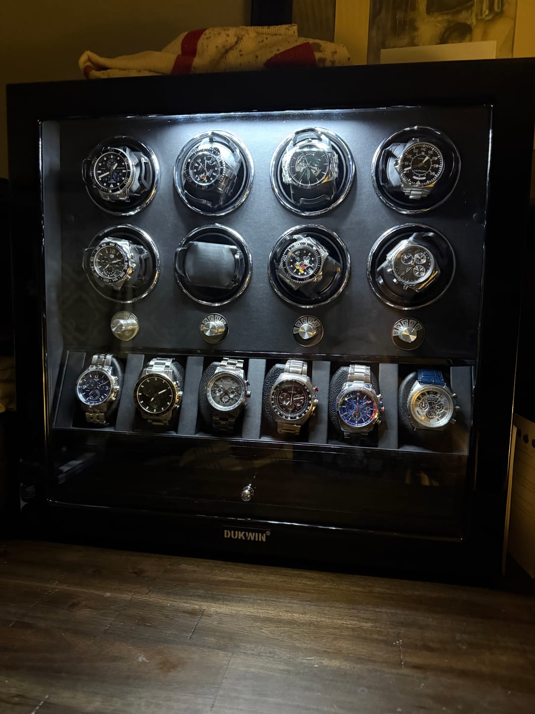 Customer photo review of 8 Watch Winders for Automatic Watches with 6 Storage Organizer Case - Carbon Fiber