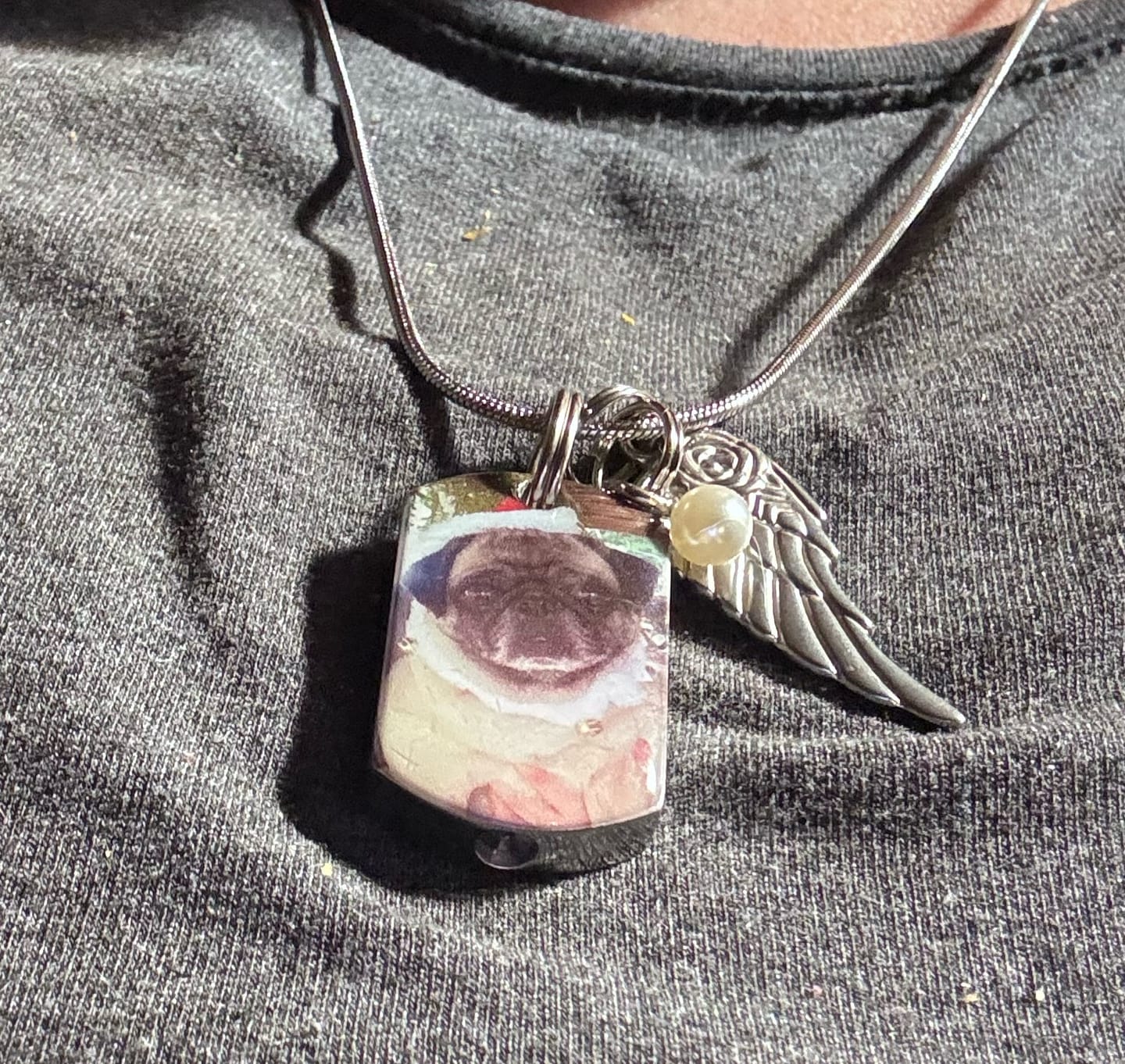 Customer photo review of Personalized Photo Urn Necklace for Pet