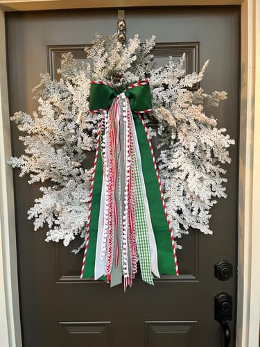 Customer photo review of Candy Cane Lane Wreath Ribbon