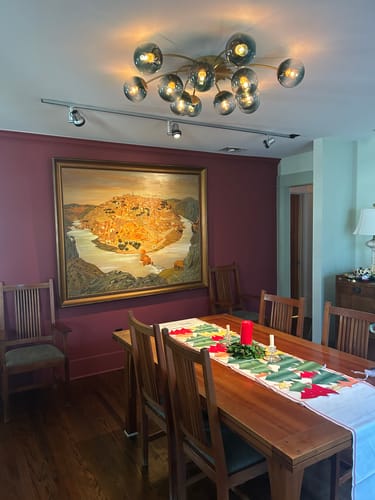 Customer photo review of Glam Bloom 12-Light Blue Glass Bubble Semi Flush Chandelier