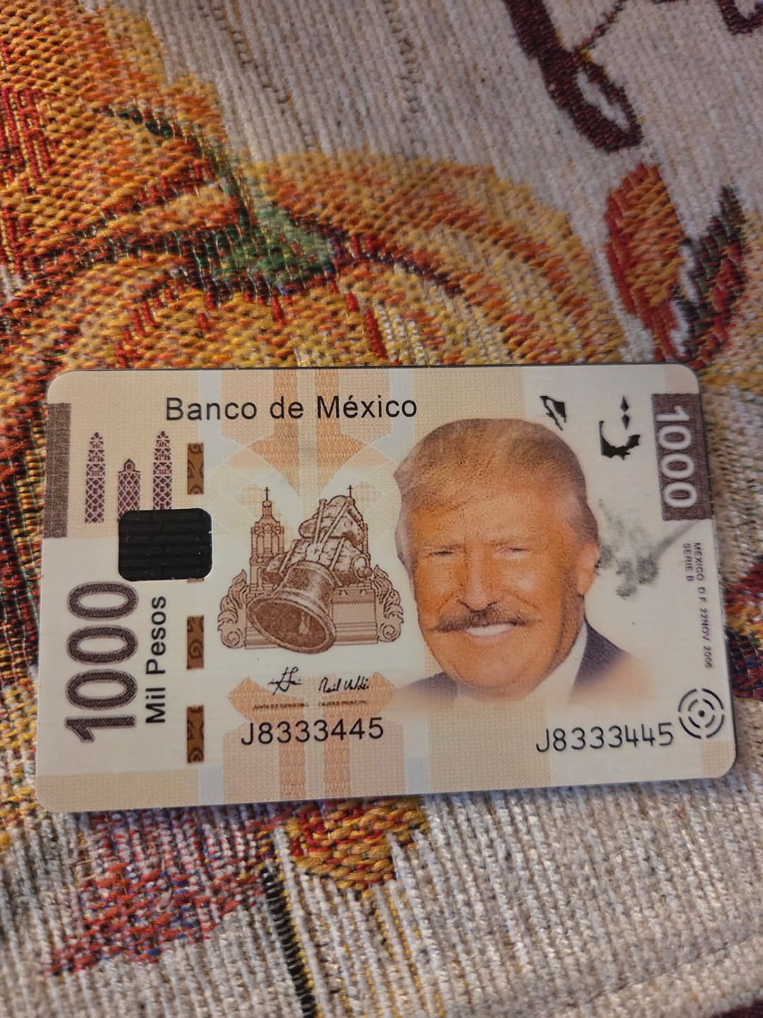 Customer photo review of Trump Banco de Mexico Credit Card Skin Decal