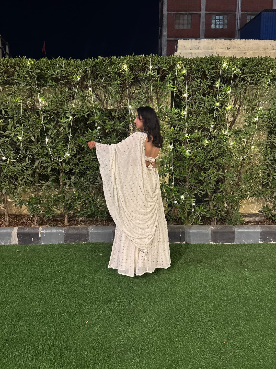 Customer photo review of Astoria Ivory Mirror Work Lehenga Set