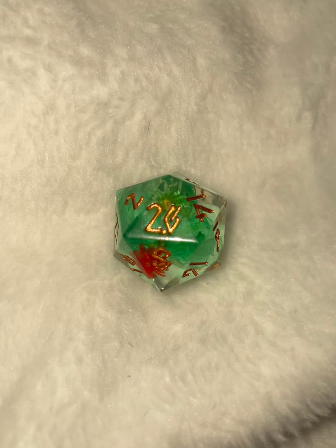 Customer photo review of Lotus Blossom Sharp-Edged Resin Dice Set