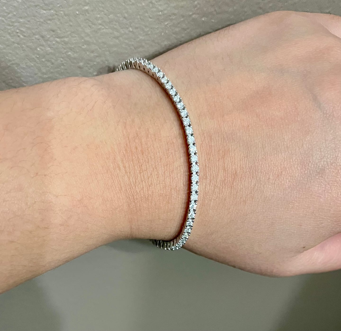 Customer photo review of 2mm Moissanite Tennis Bracelet in Solid 925 Silver