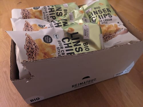 Kundenbewertung mit Foto zu Bio Linsen Chips Sour Cream (vegan)
