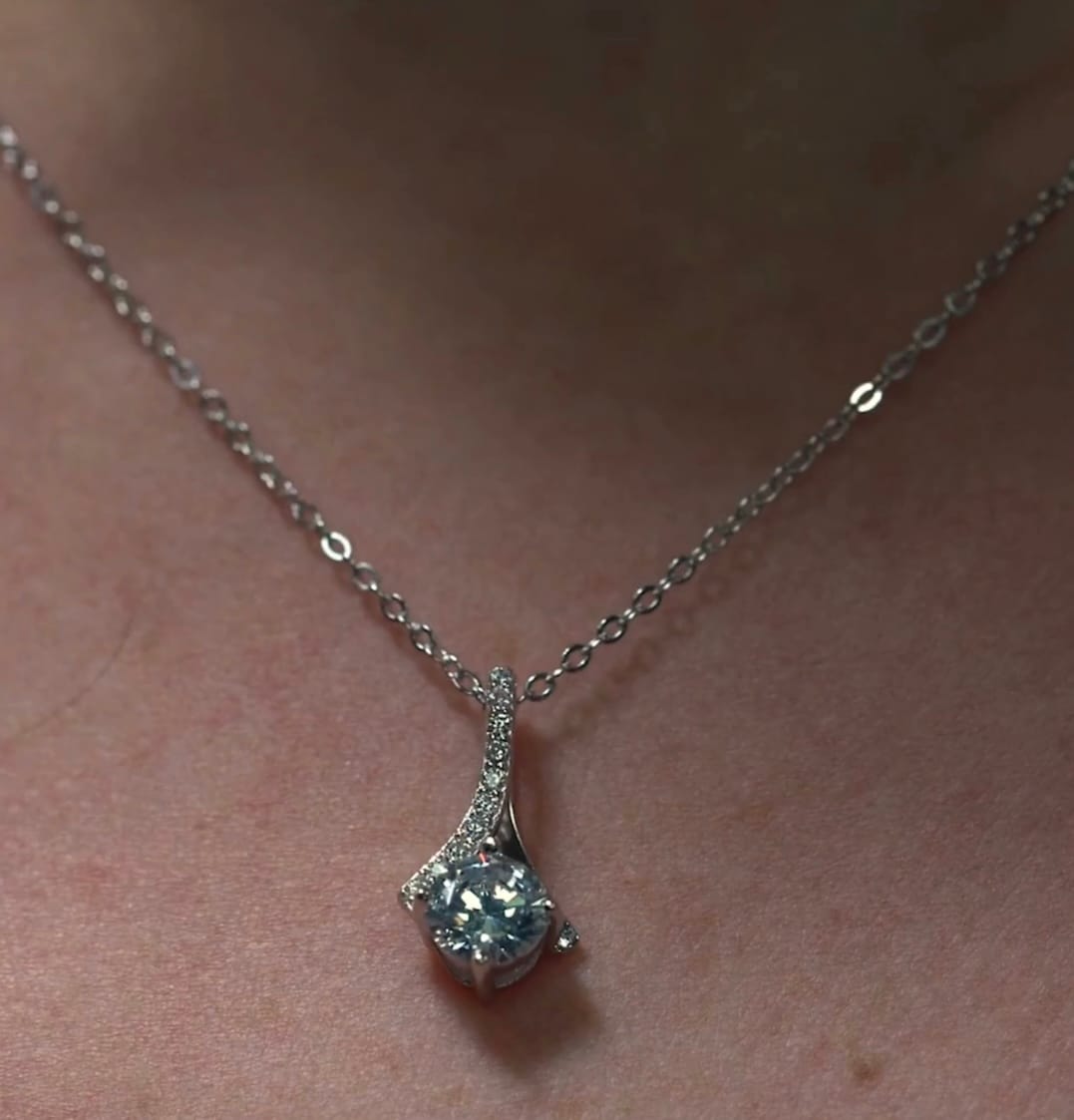 Customer photo review of "To Our Daughter, Love mum & Dad" White gold necklace