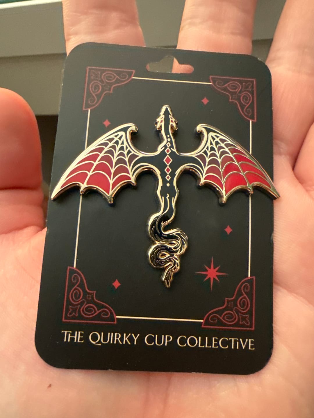 Customer photo review of Dragon Rider Enamel Pin