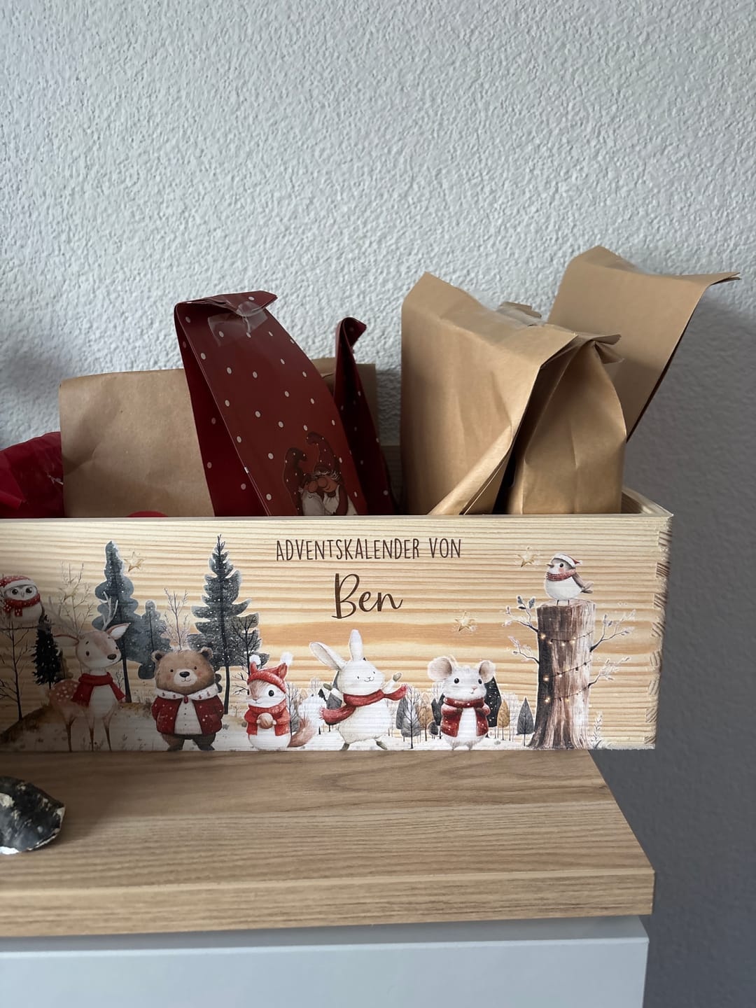 Customer photo review of Adventskiste zum befüllen "Bär und Weihnachtsbaum" personalisiert