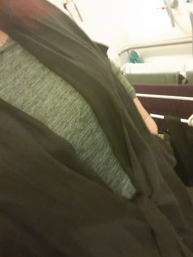 Customer photo review of Hayley Linen Jacket in Onyx