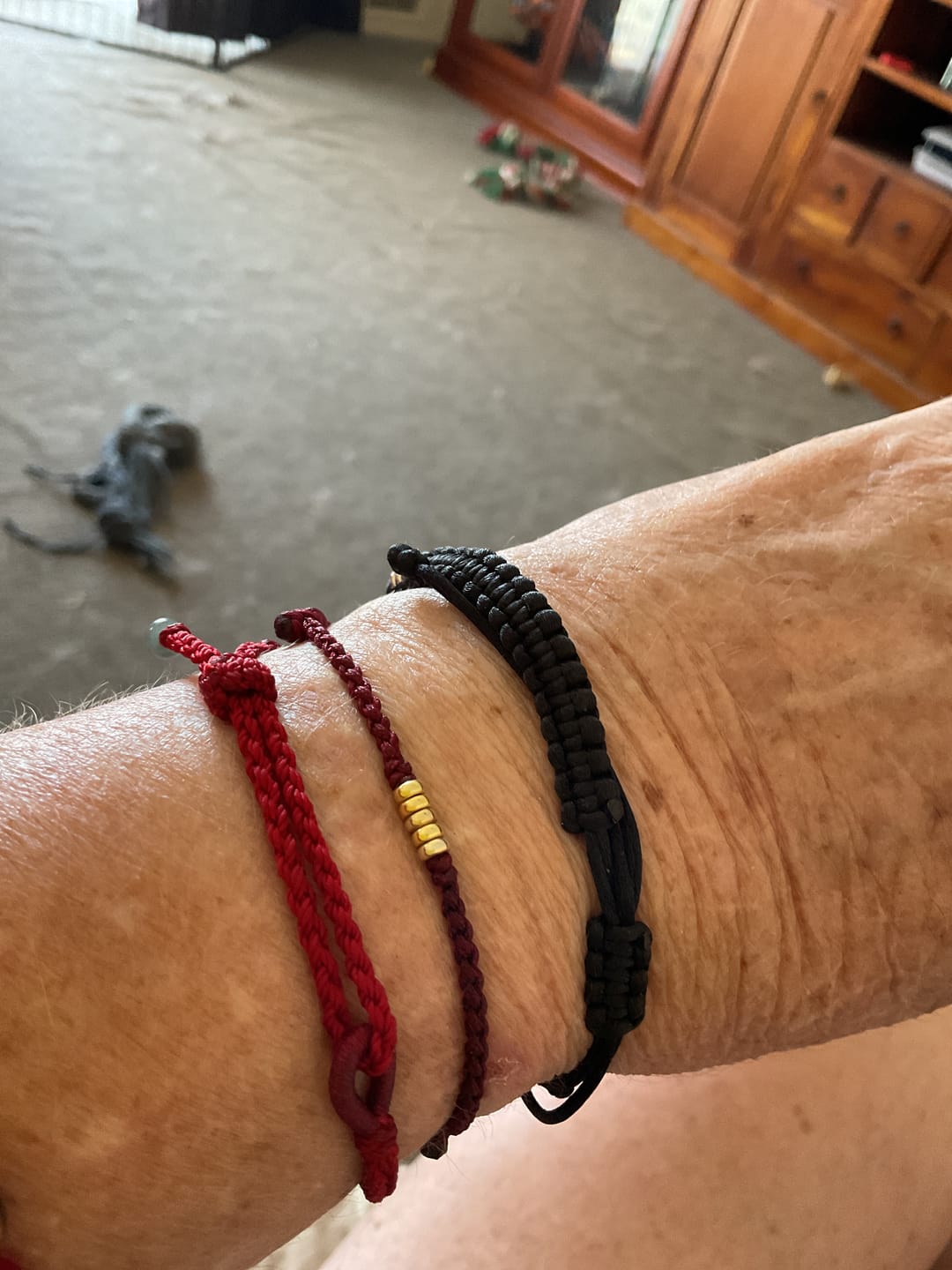 Customer photo review of Buddha Stones Red String Jade Connection Bracelet