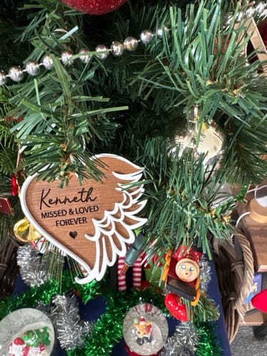 Customer photo review of Personalised Angel Wing Memorial Ornament