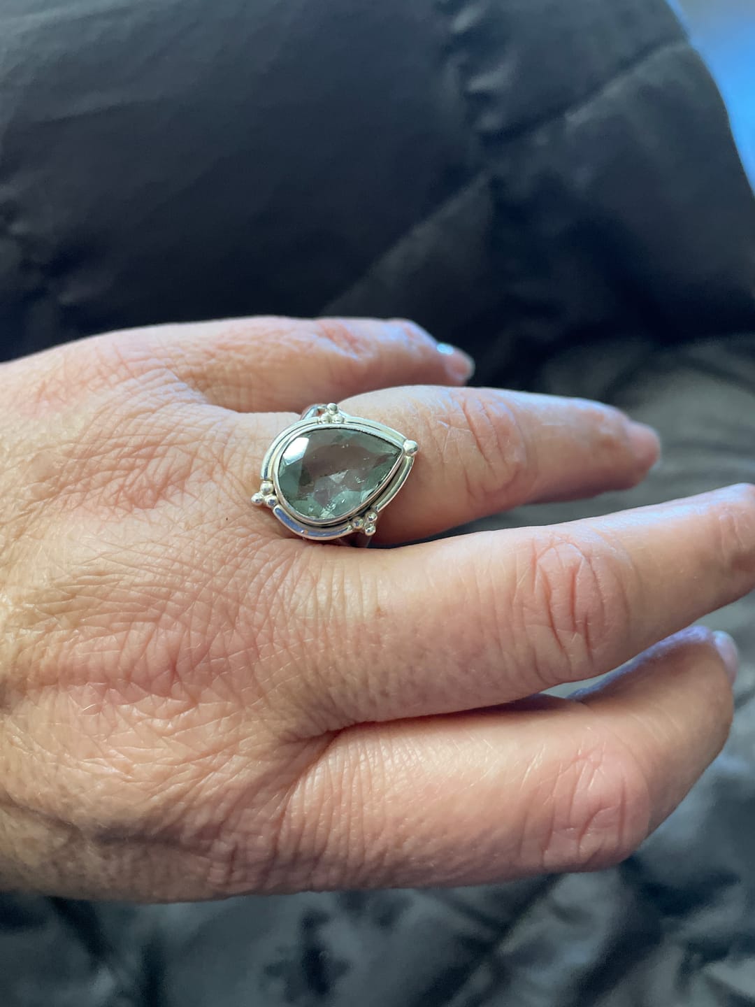 Customer photo review of Teardrop Aquamarine Ring Sterling Silver