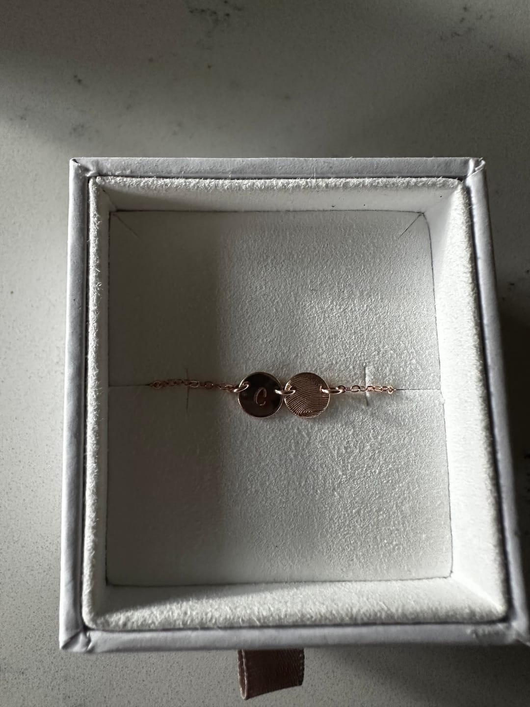 Customer photo review of Halle Tiny Disk Necklace