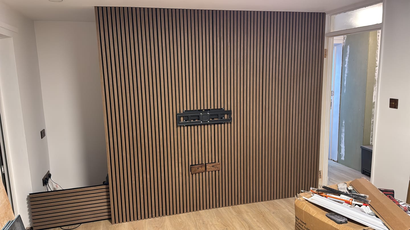 Customer photo review of Wooden Wall Panel | Mocca | Premium 3-sided Wood Veneer