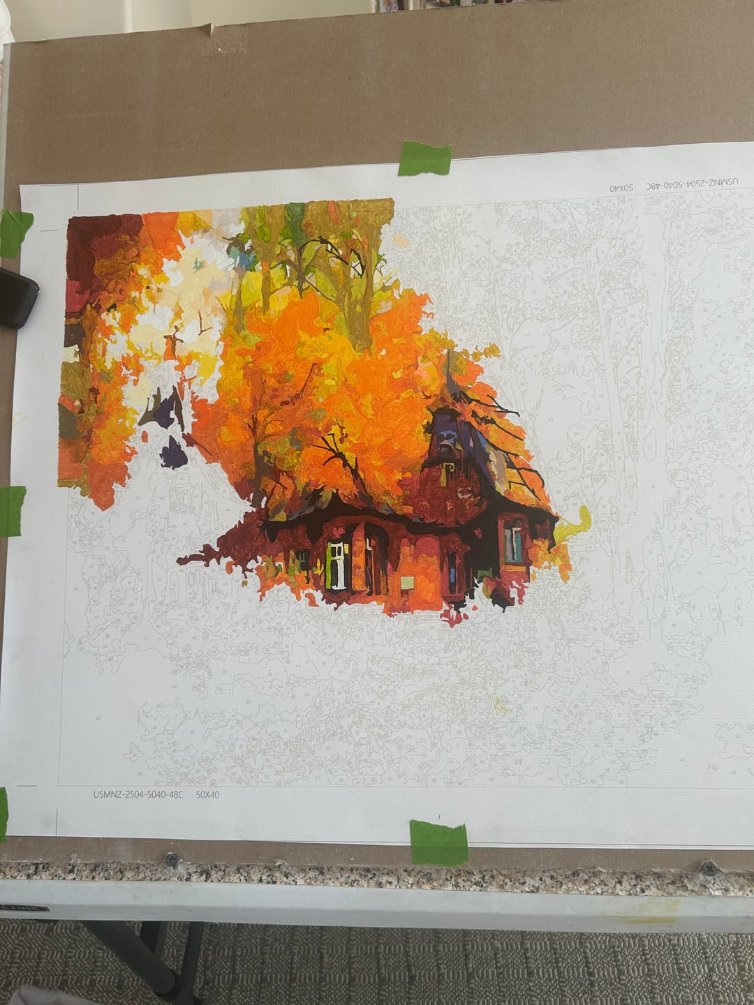 Customer photo review of Paint by Numbers - Pointed roof house in the forest