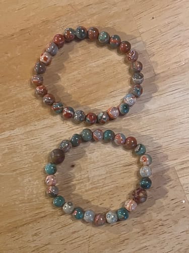 Customer photo review of 15" 8mm orange Green fire agate round semi precious stone beads