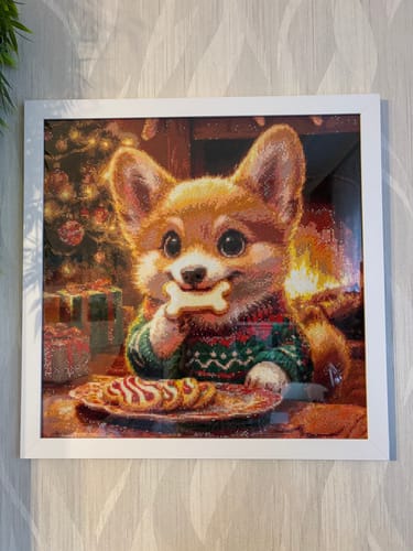 Customer photo review of 5D Diamond Painting – Weihnachtshund vor dem Kamin