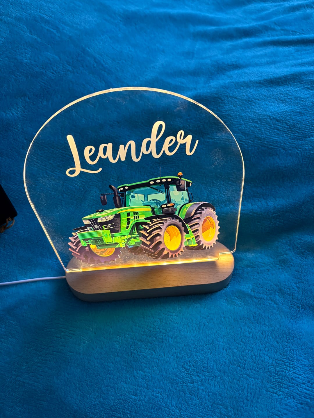 Customer photo review of Traktor Nachtlicht mit eigenem Namen