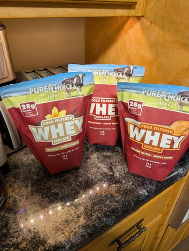 Customer photo review of 3 Flavor Whey Protein Isolate Combos