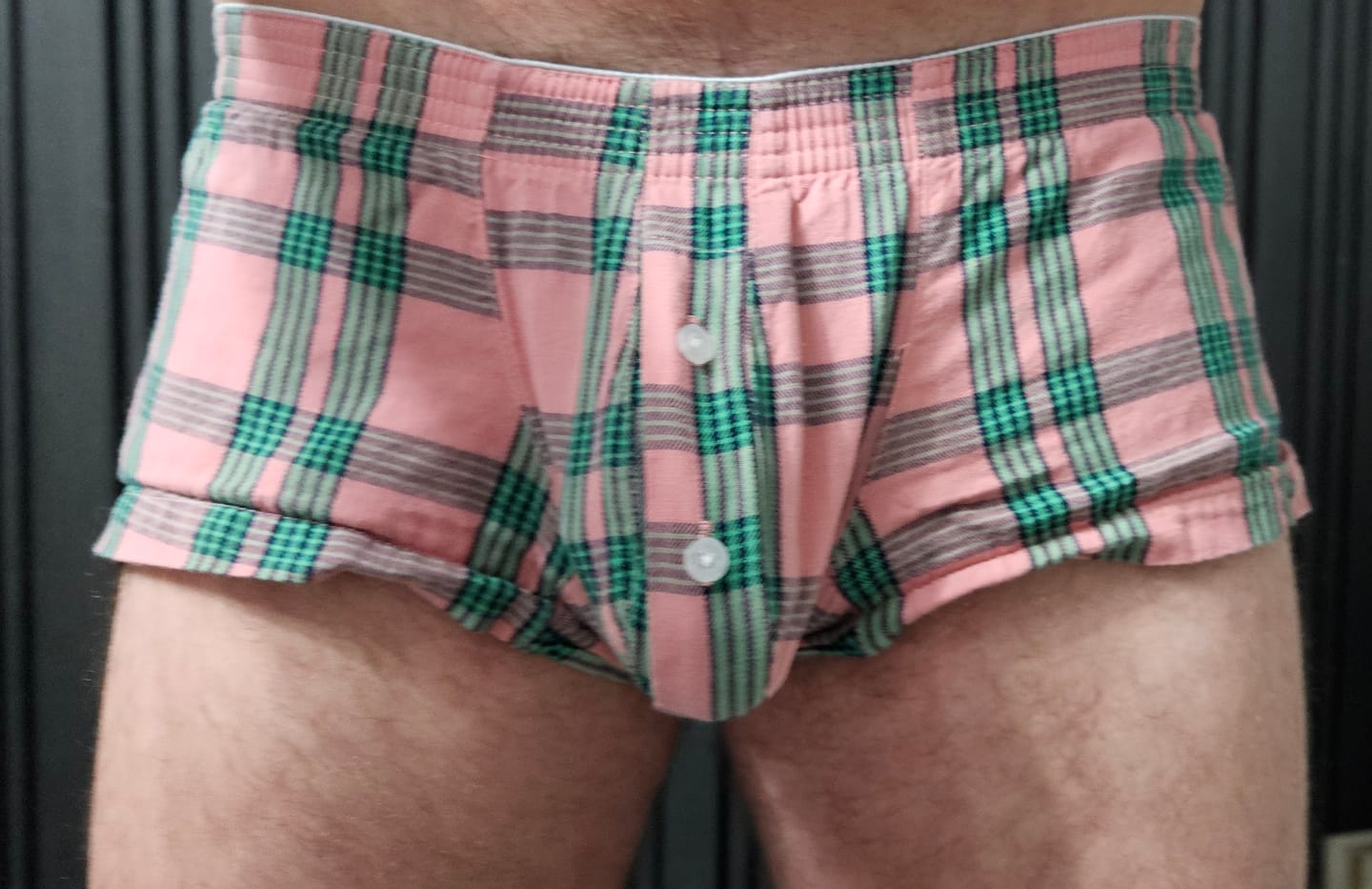 Customer photo review of 3 Pack Men’s Plaid Cotton Trunks with Button Fly