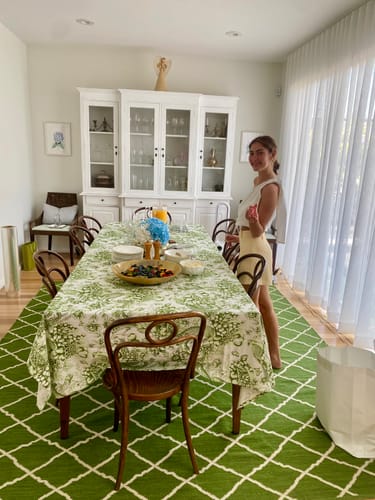 Customer photo review of Verdant Green Fruit Toile Table Cloth