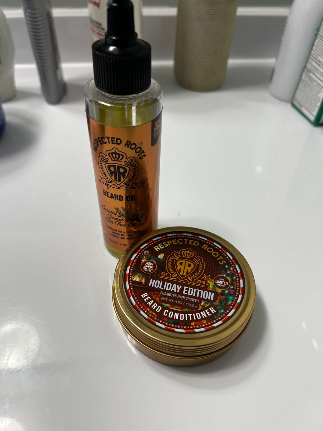 Customer photo review of Limited Edition Respected Roots Beard Conditioner - Holiday Scented (4 oz.)