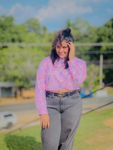 Customer photo review of Playdate Pink Crop Shirt