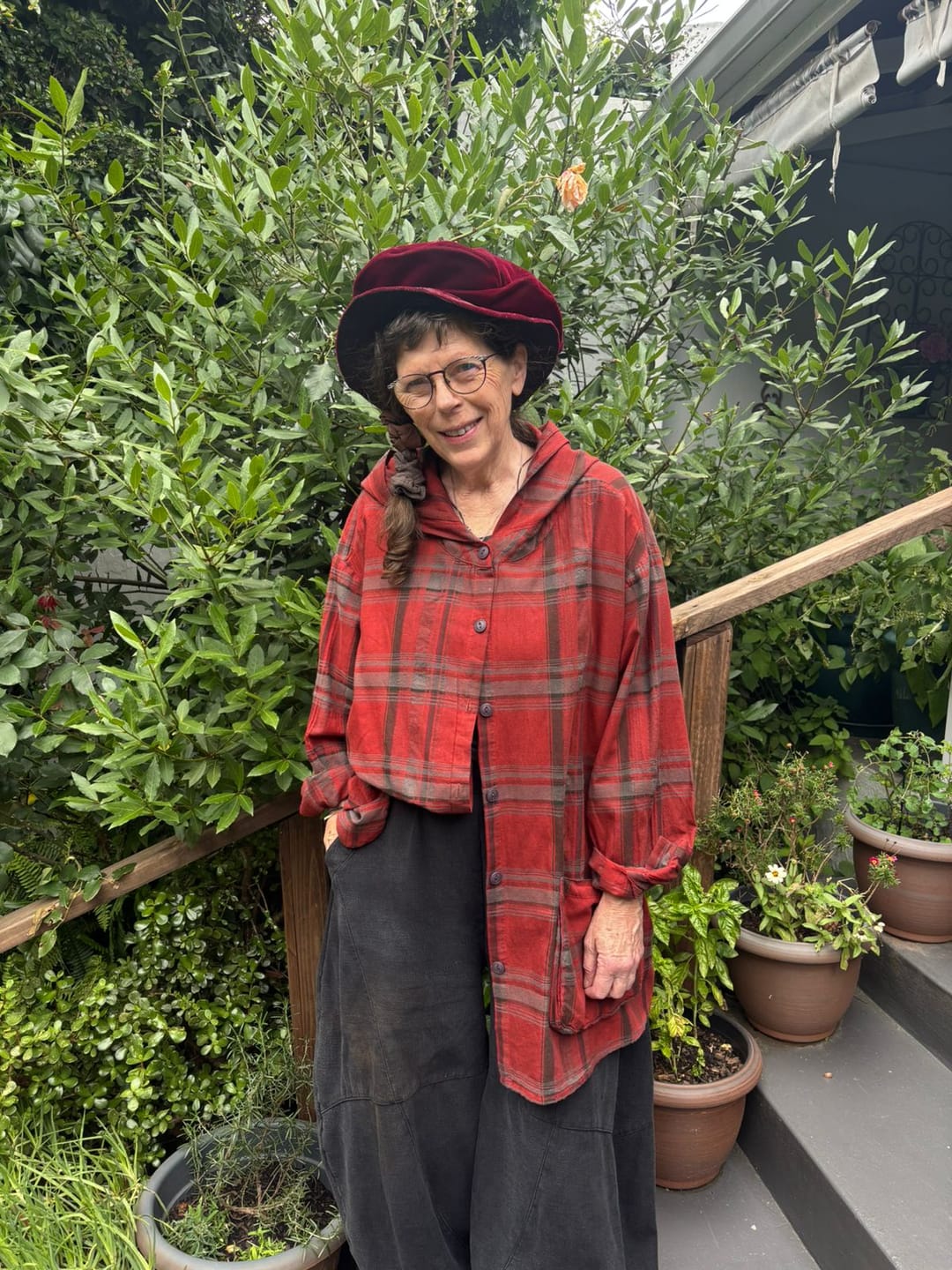 Customer photo review of Plus Size Women Vintage Plaid Spring Hooded Shirt Coat